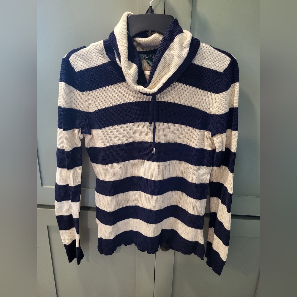 Lauren navy/cream striped sweater